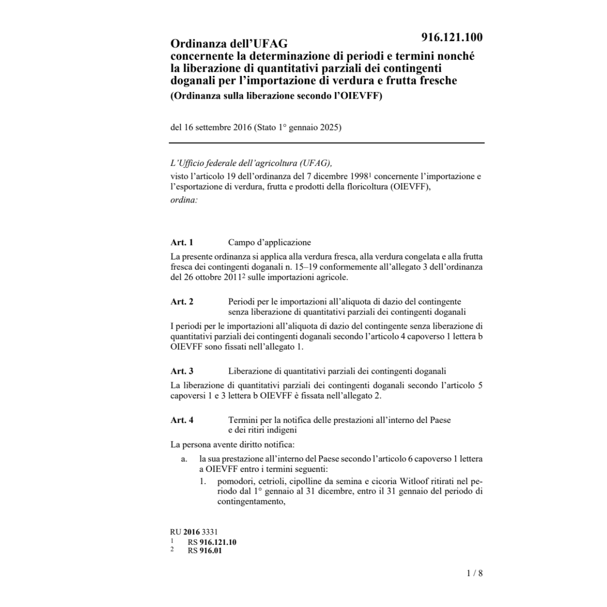 O sulla liberazione secondo l'OIEVFF