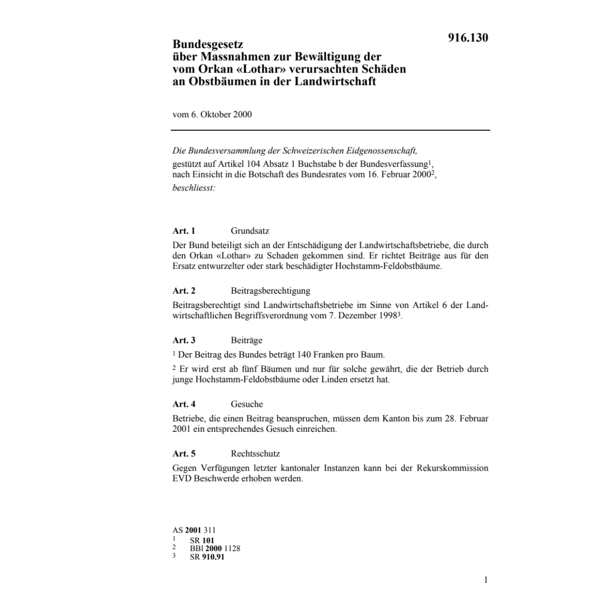 BG 6.10.2000 Schäden Obstbäumen Landwirt