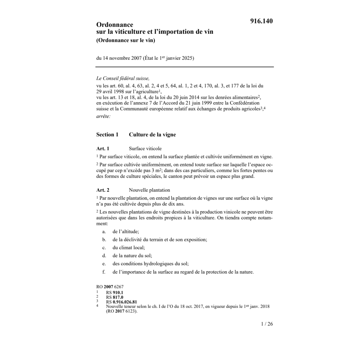 O viticulture + importation de vin