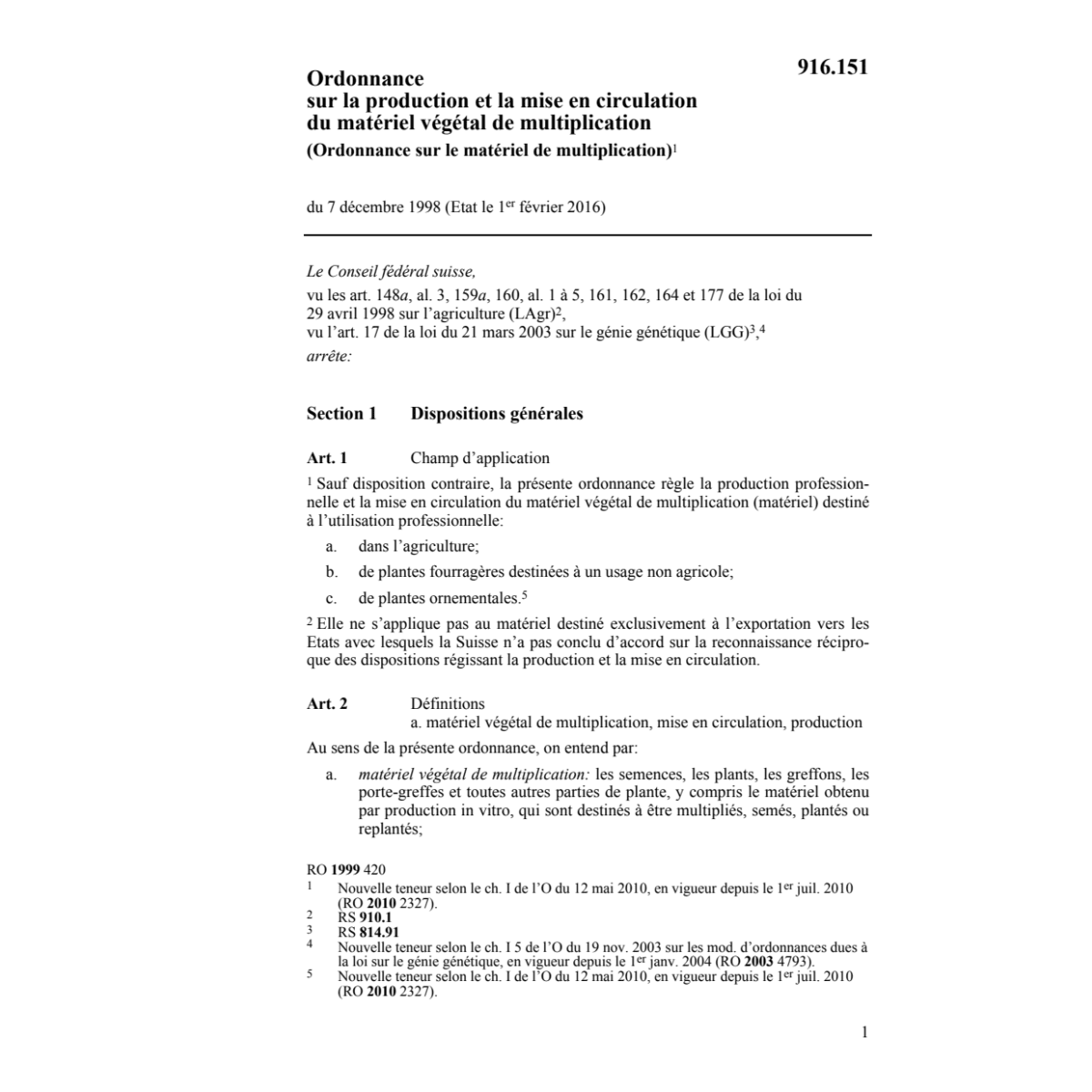O production végétal multiplic. semences