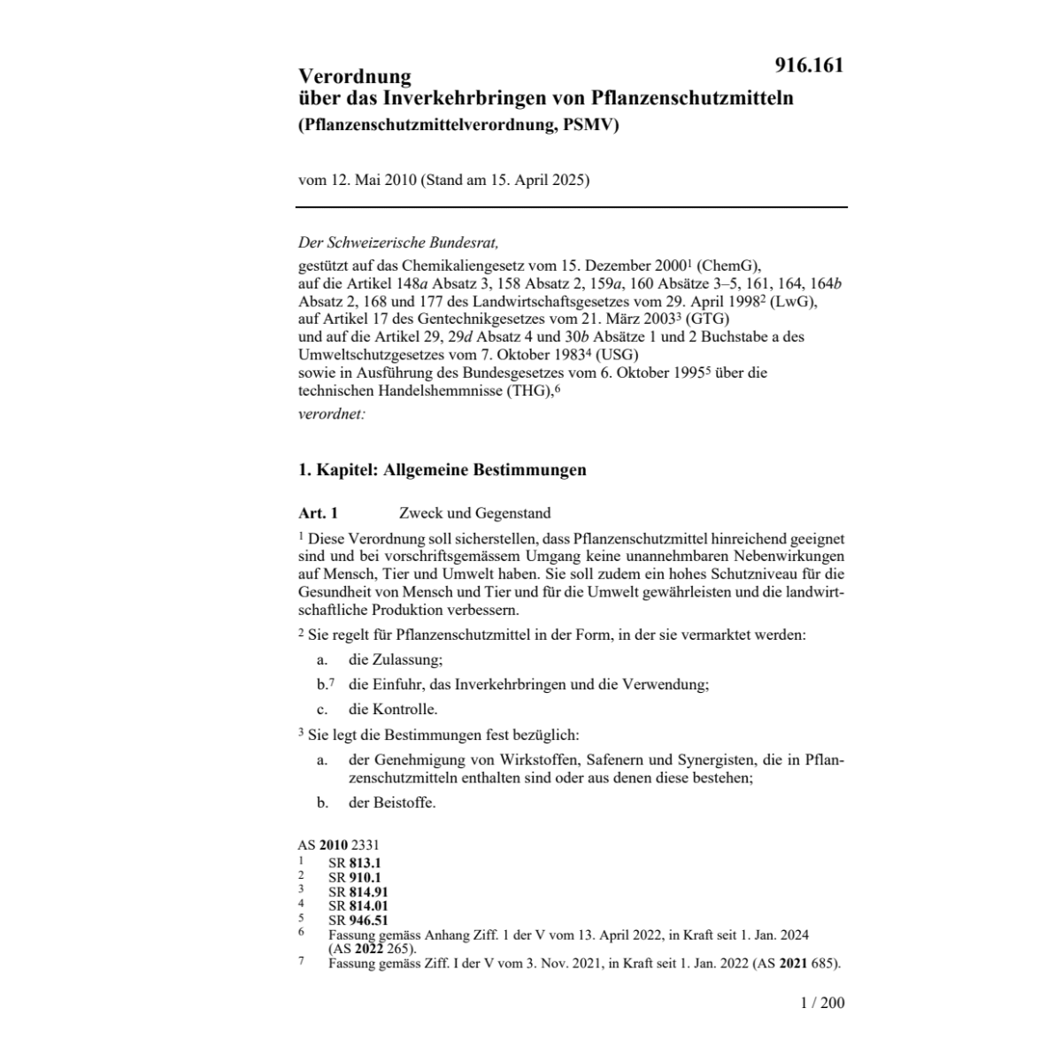 Pflanzenschutzmittelverordnung PSMV