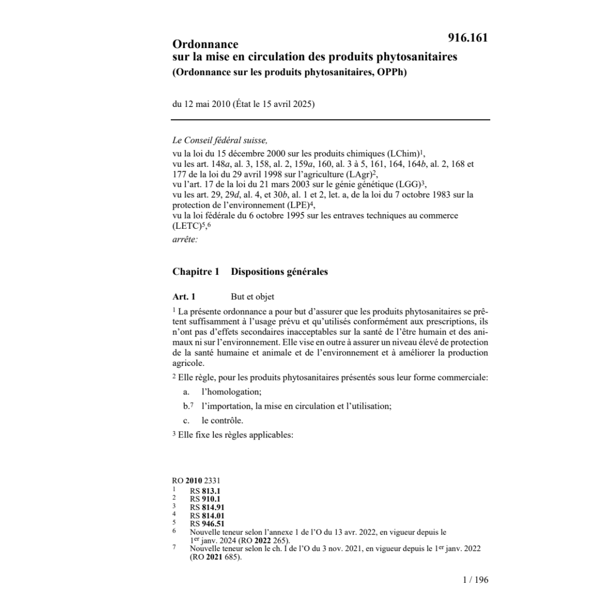 O produits phytosanitaires, OPP