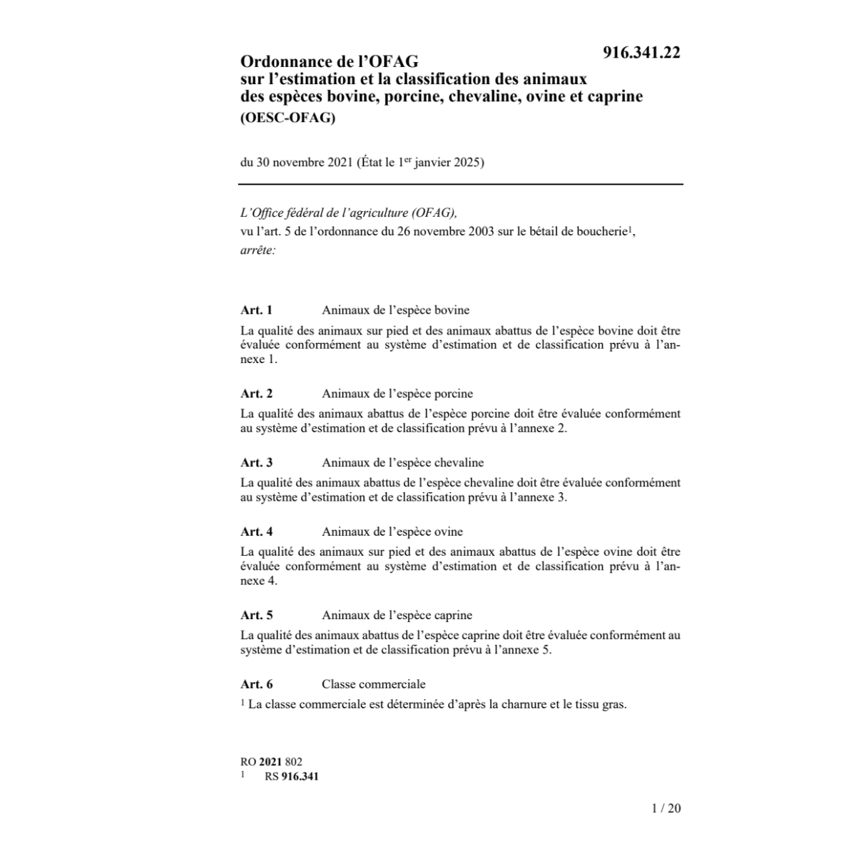 O estimation + classification animaux