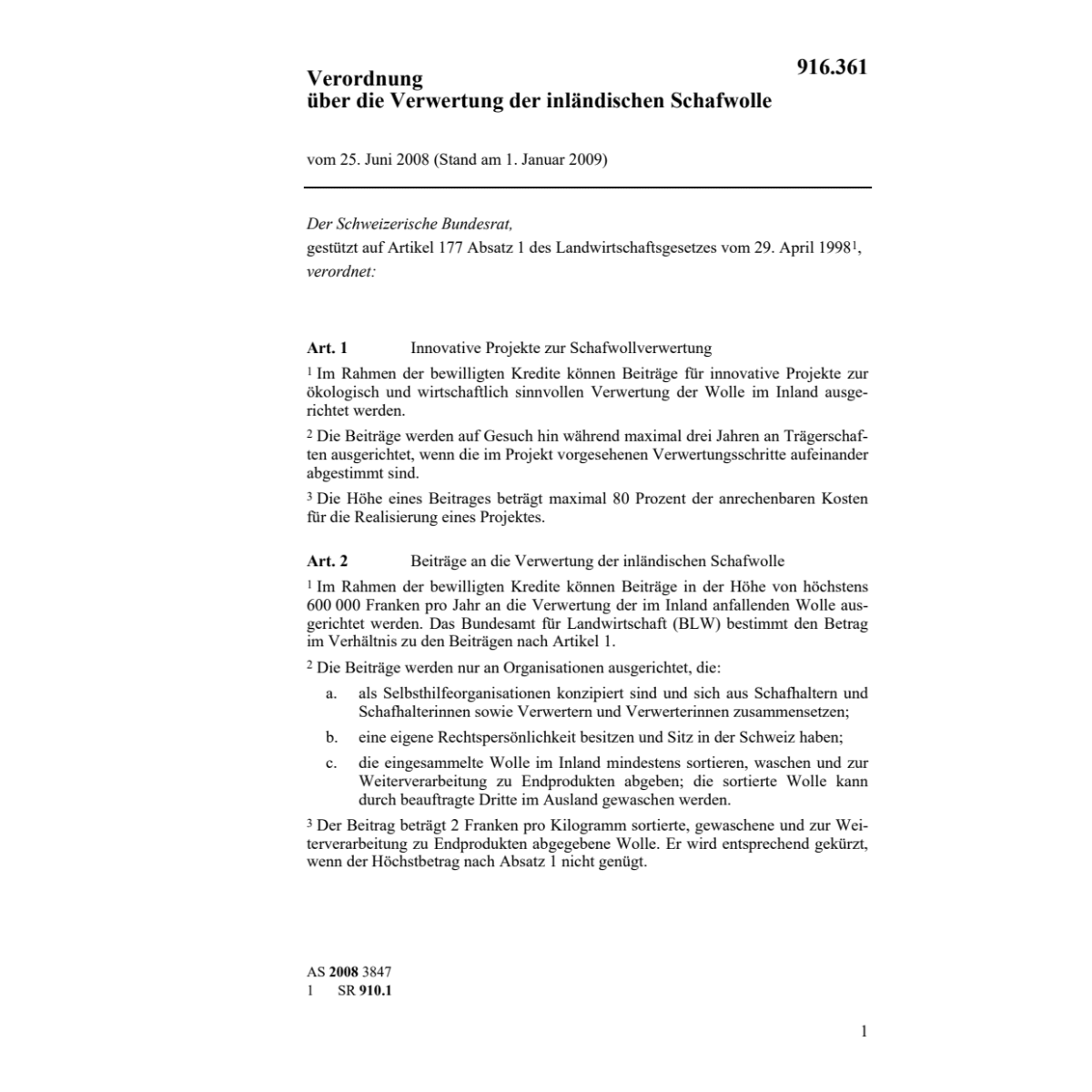V Verwertung der inländischen Schafwolle
