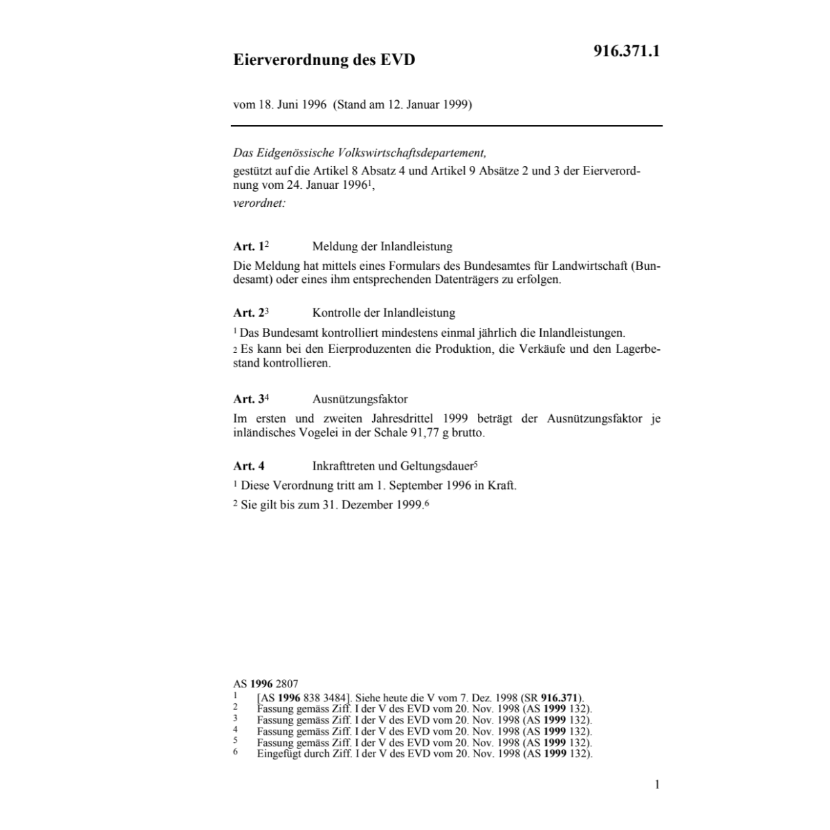 Eierverordnung des EVD, AVI