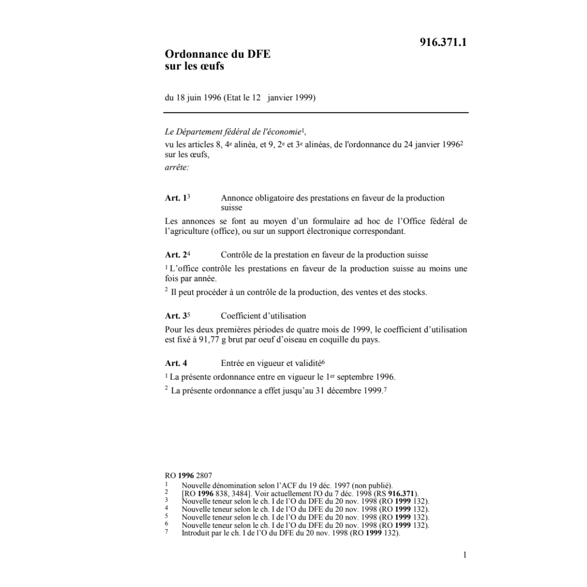 O du DFEP sur les oeufs, ODE