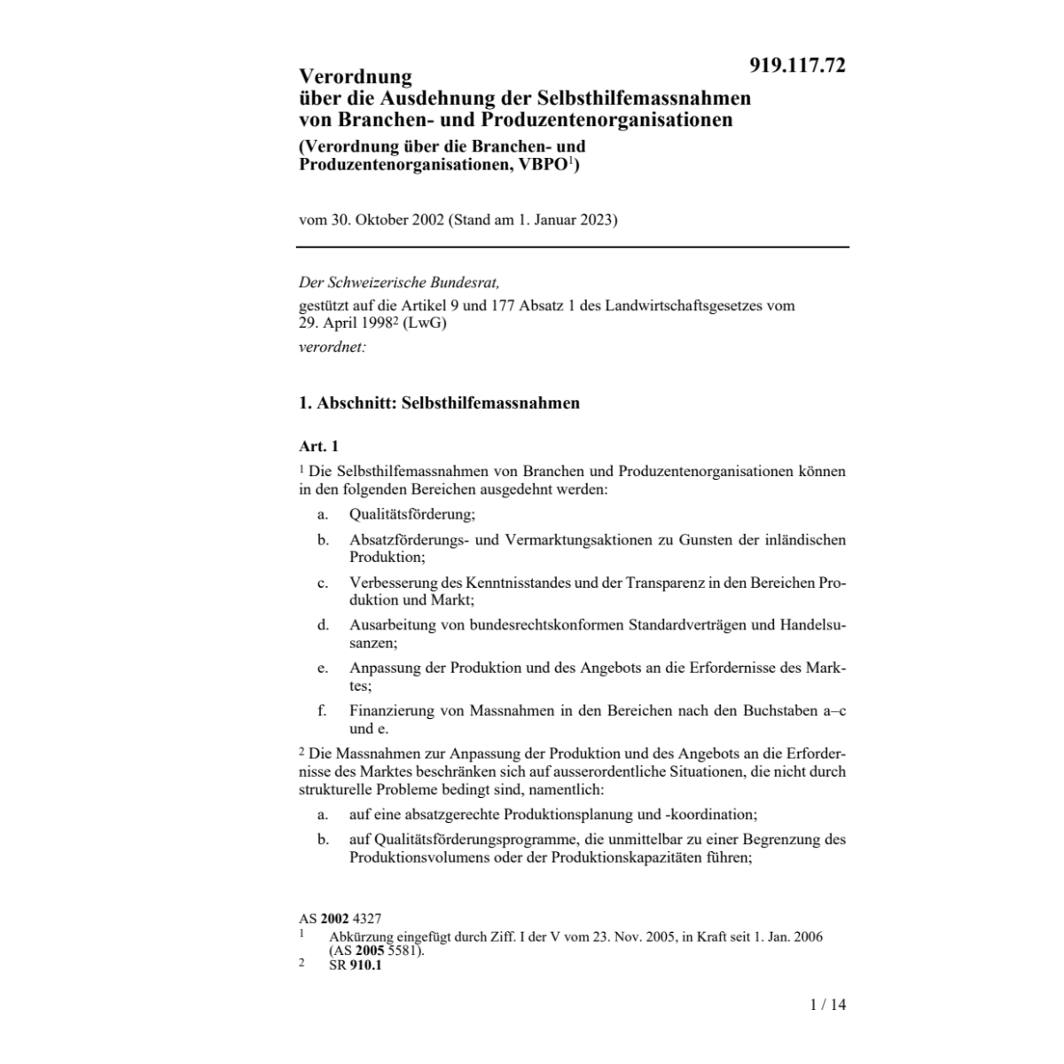 V Branchen- und Produzentenorganistion