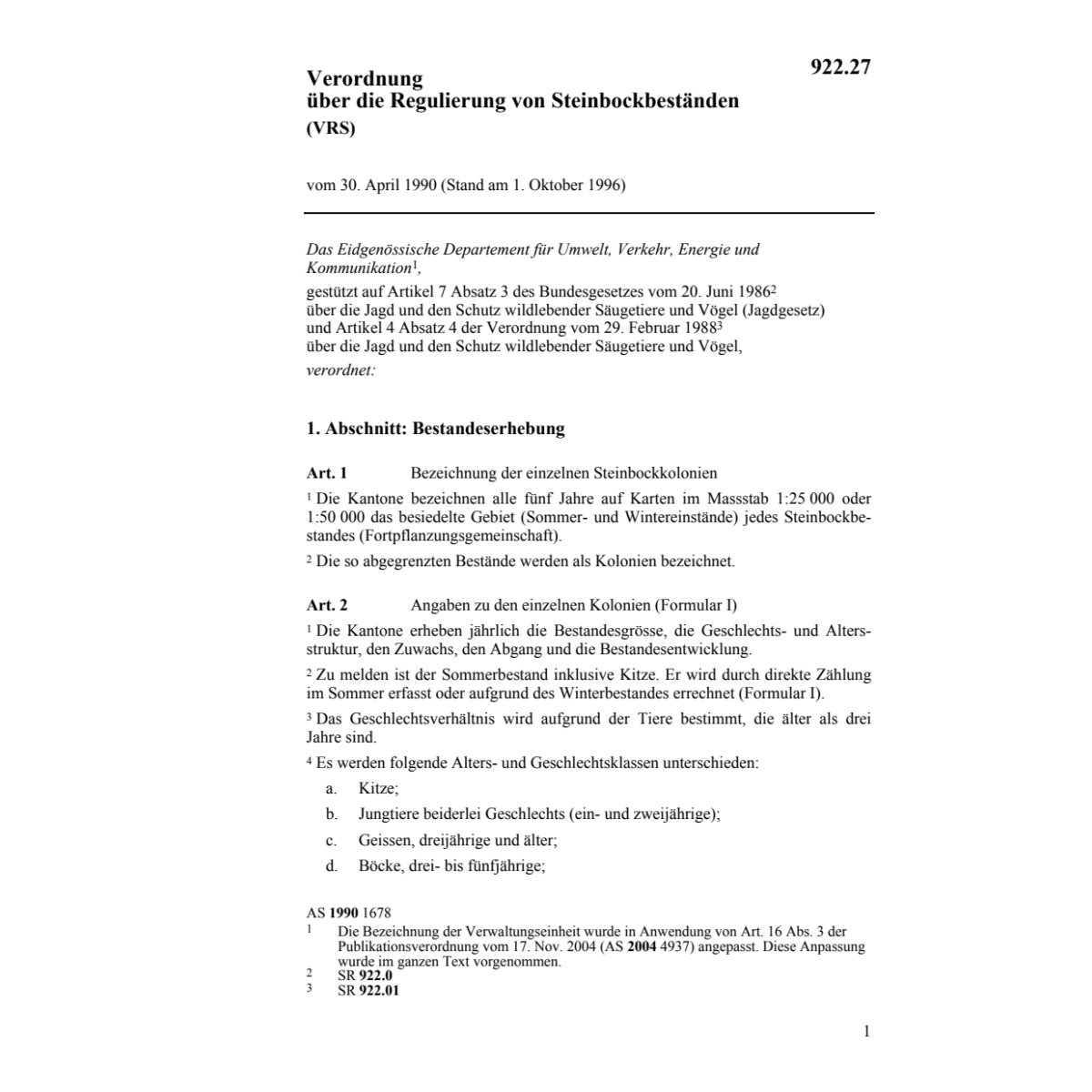 V Regulierung Steinbockbestände, VRS