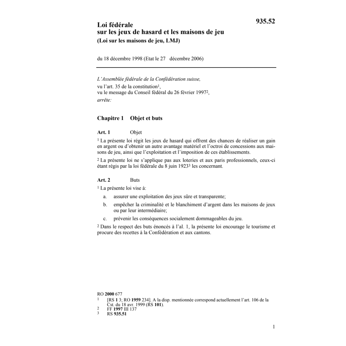LF jeux de hasard et maisons de jeu, LMJ