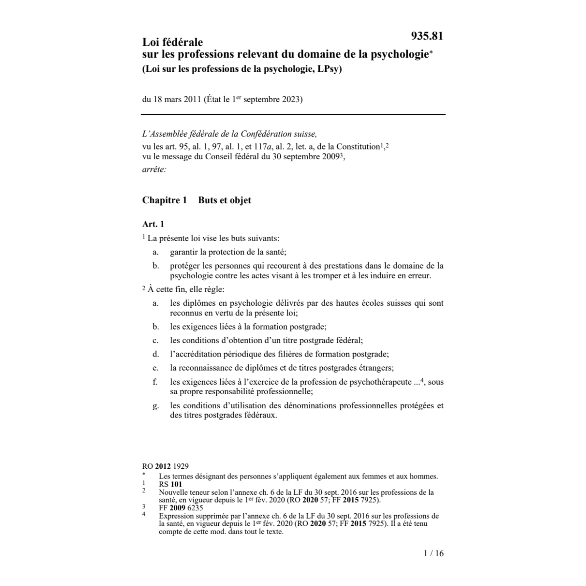 Loi professions de la psychologie, LPsy
