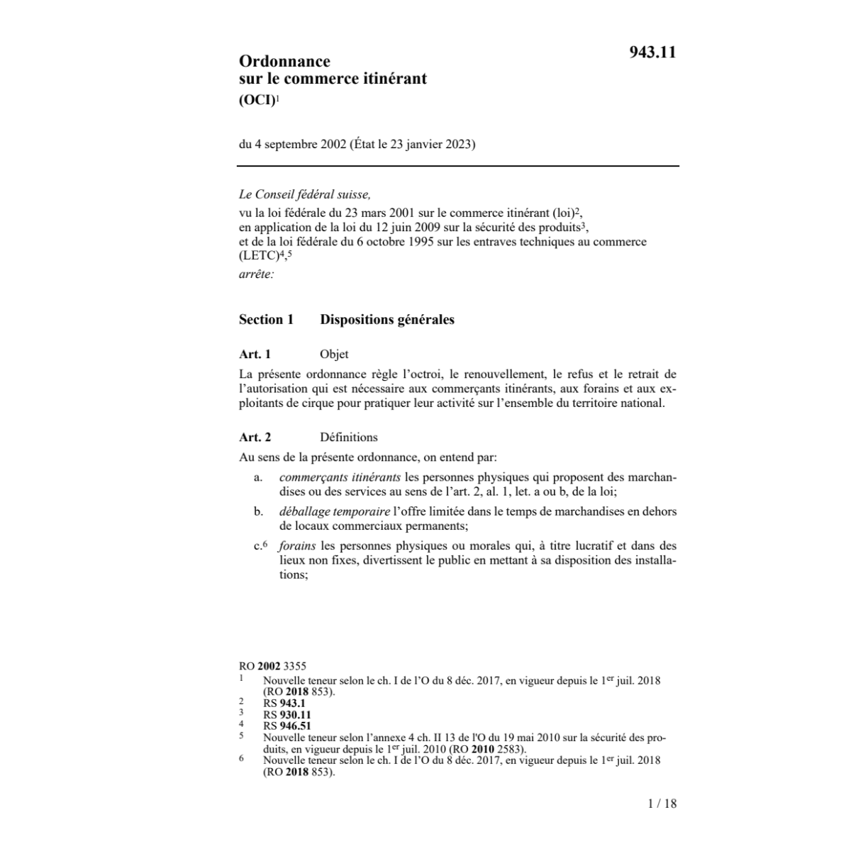 O sur le commerce itinérant