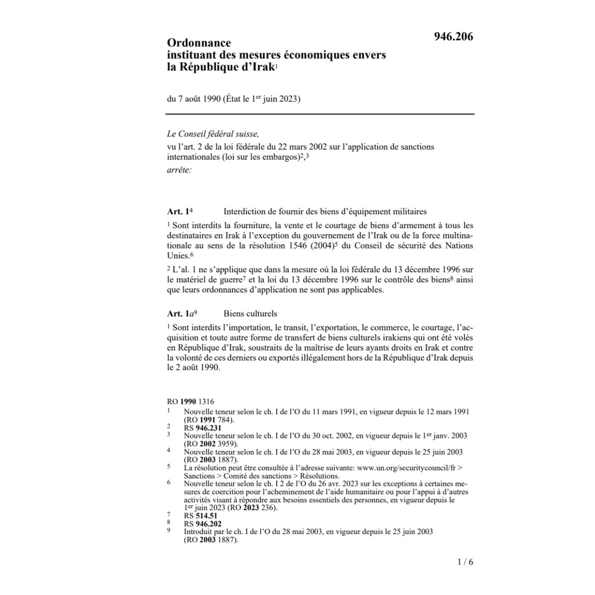 O mesures économique République Irak