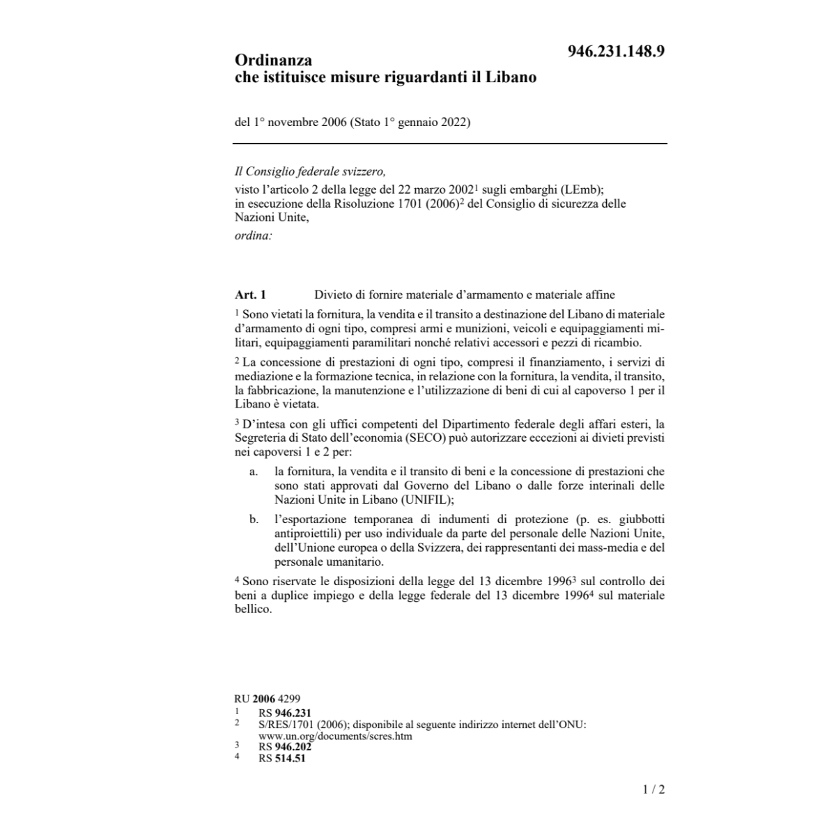 O istituisce riguardanti Libano