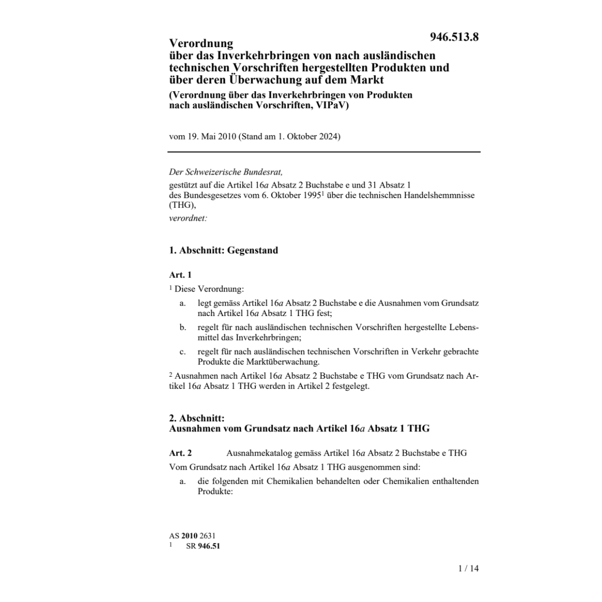 V Inverkehrbringen Produkten VIPaV