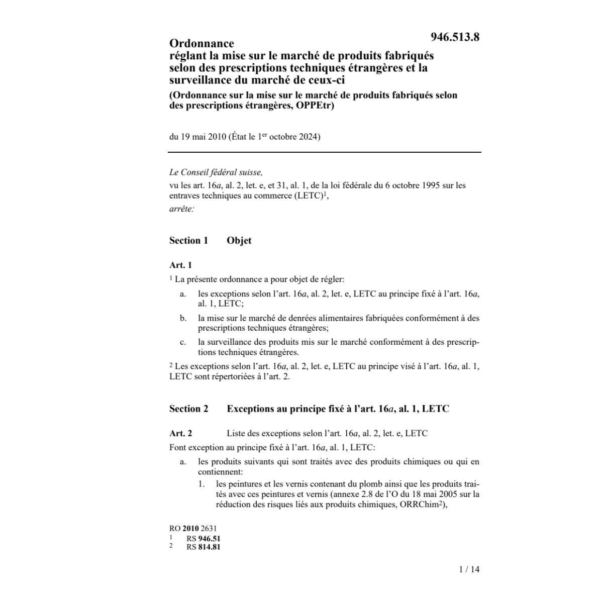 O mise marché produits fabriqués OPPEtr