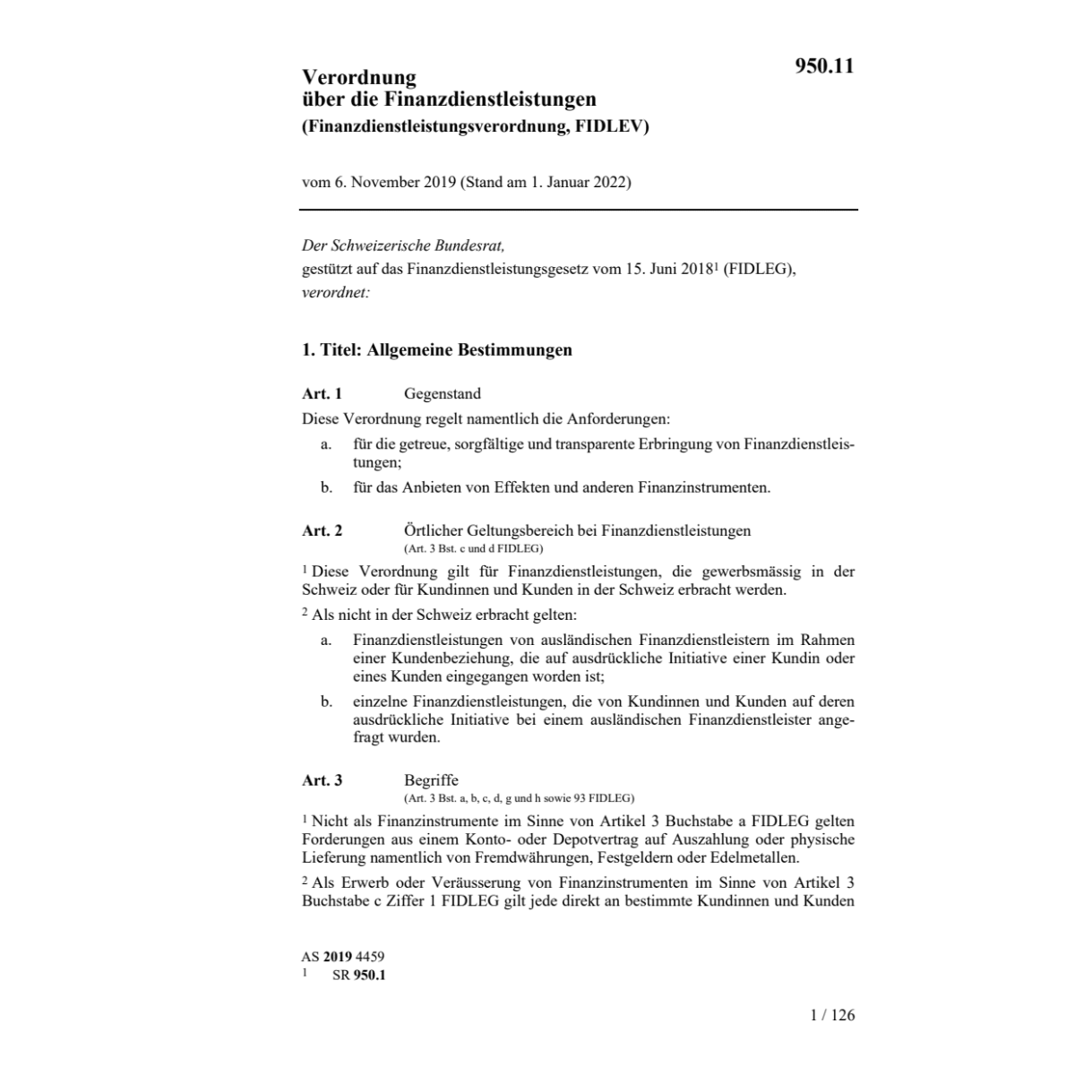 Finanzdienstleistungsv. FIDLEV 6.11.19
