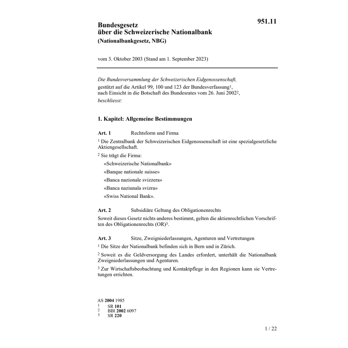 Nationalbankgesetz, NBG