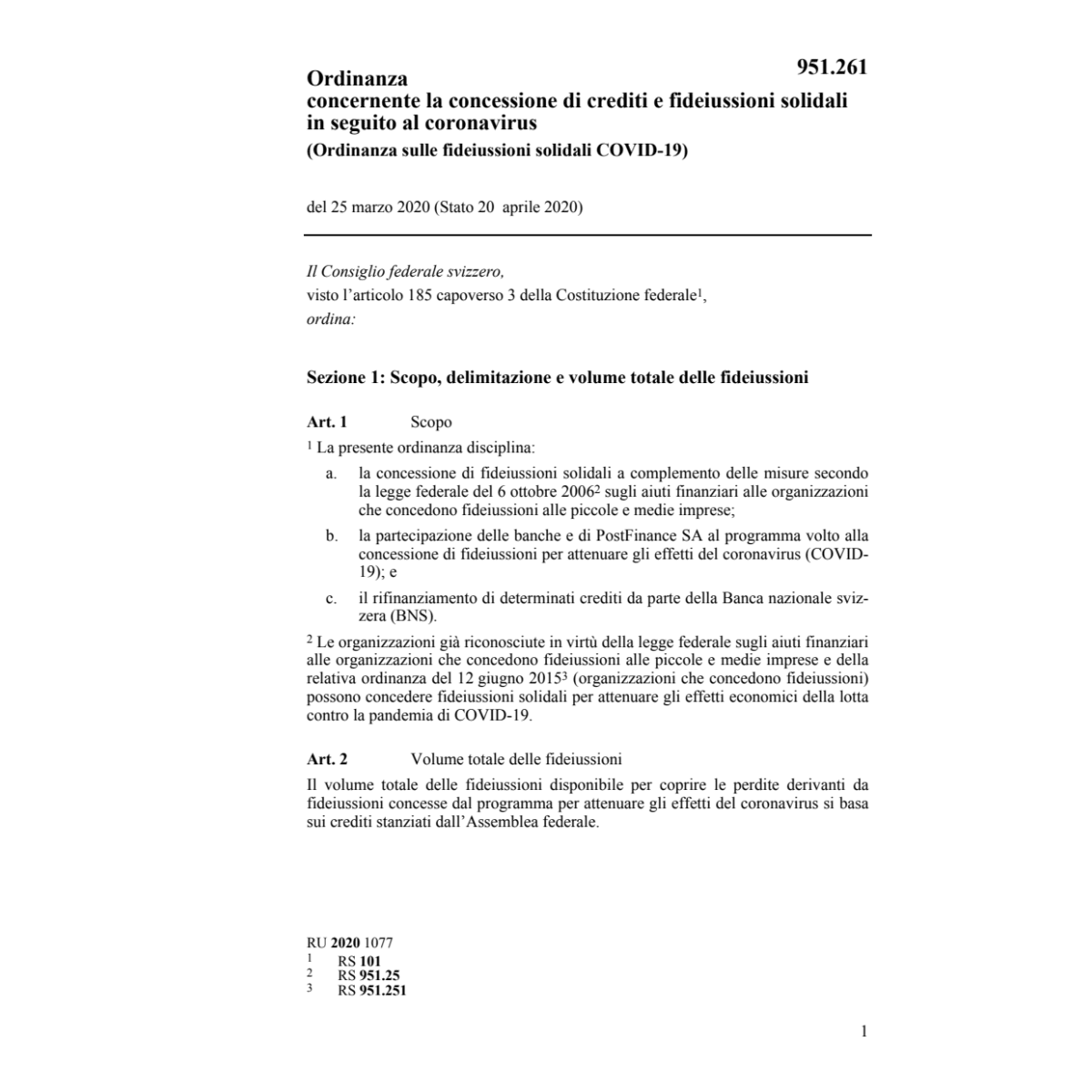 O (COVID-19) fideiussioni solidali