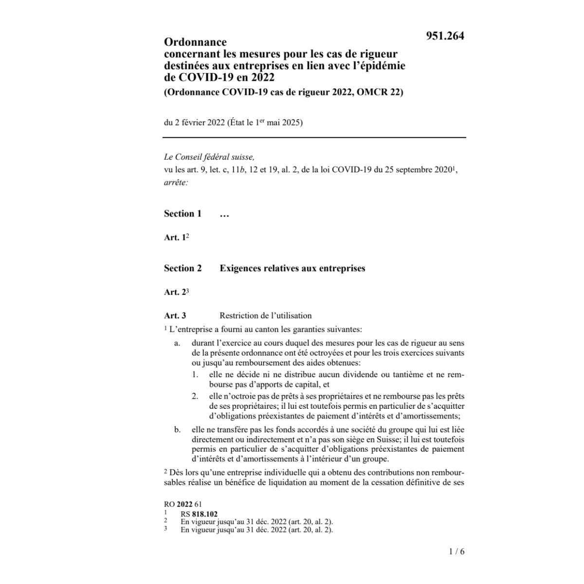 O COVID-19 cas de rigueur (OMCR 22)