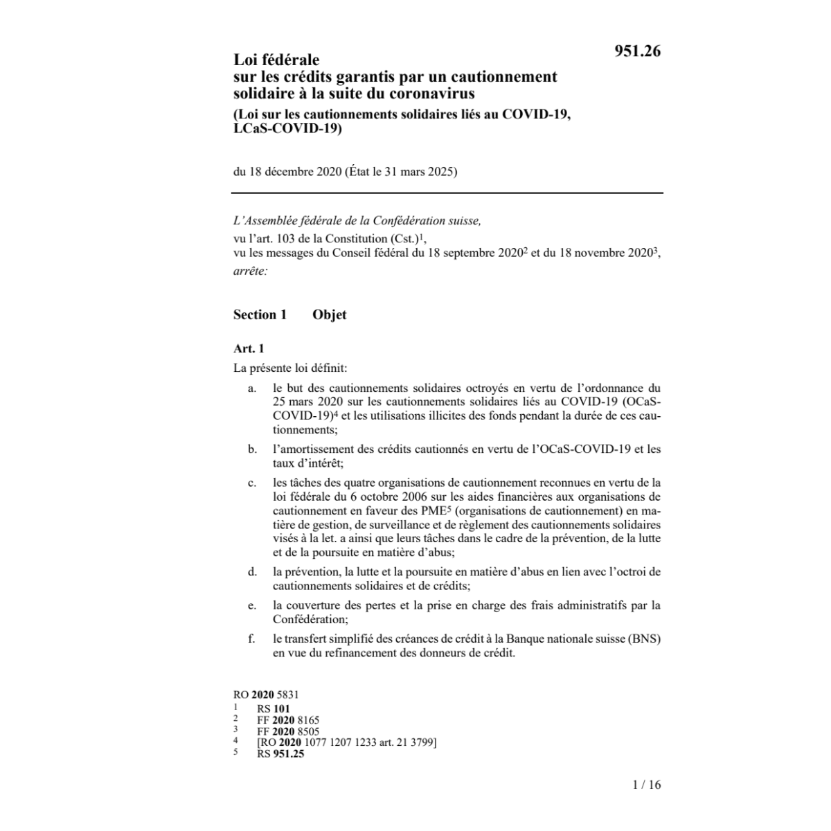 LF COVID-19 cautionnements solidaires
