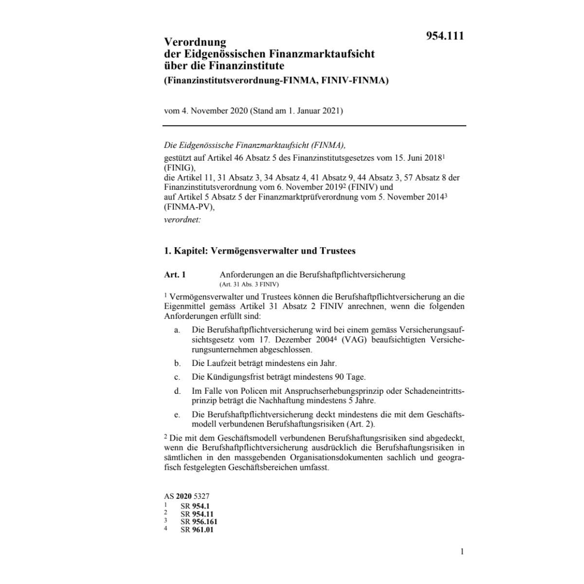 V Finanzinstitute (FINIV-FINMA)