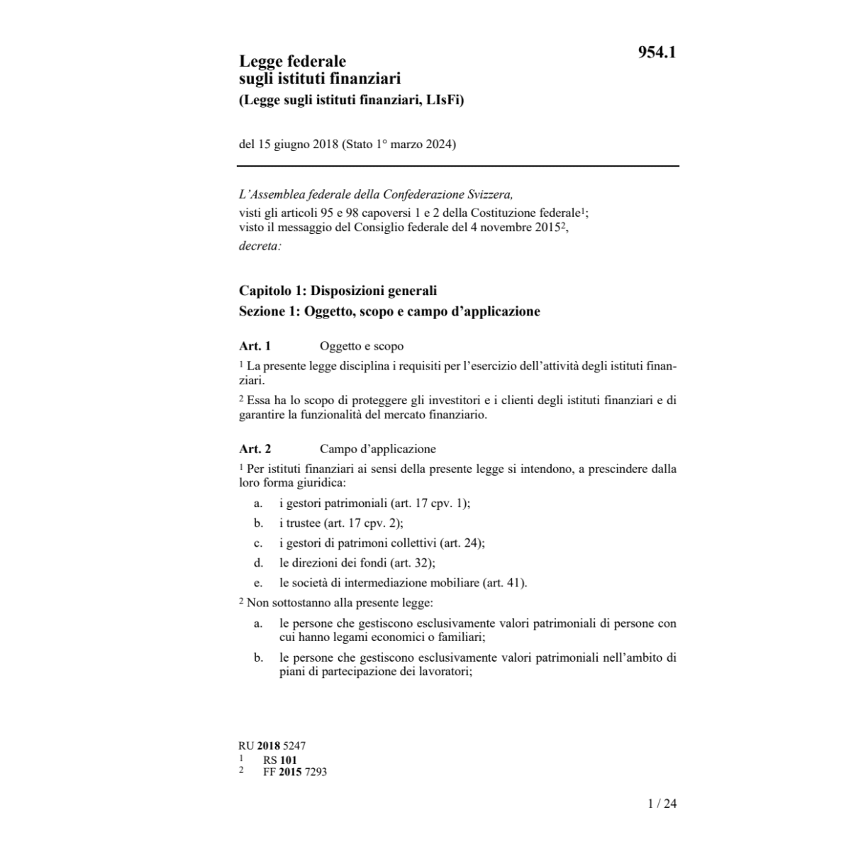 LF sugli istituti finanziari (LIsFi)