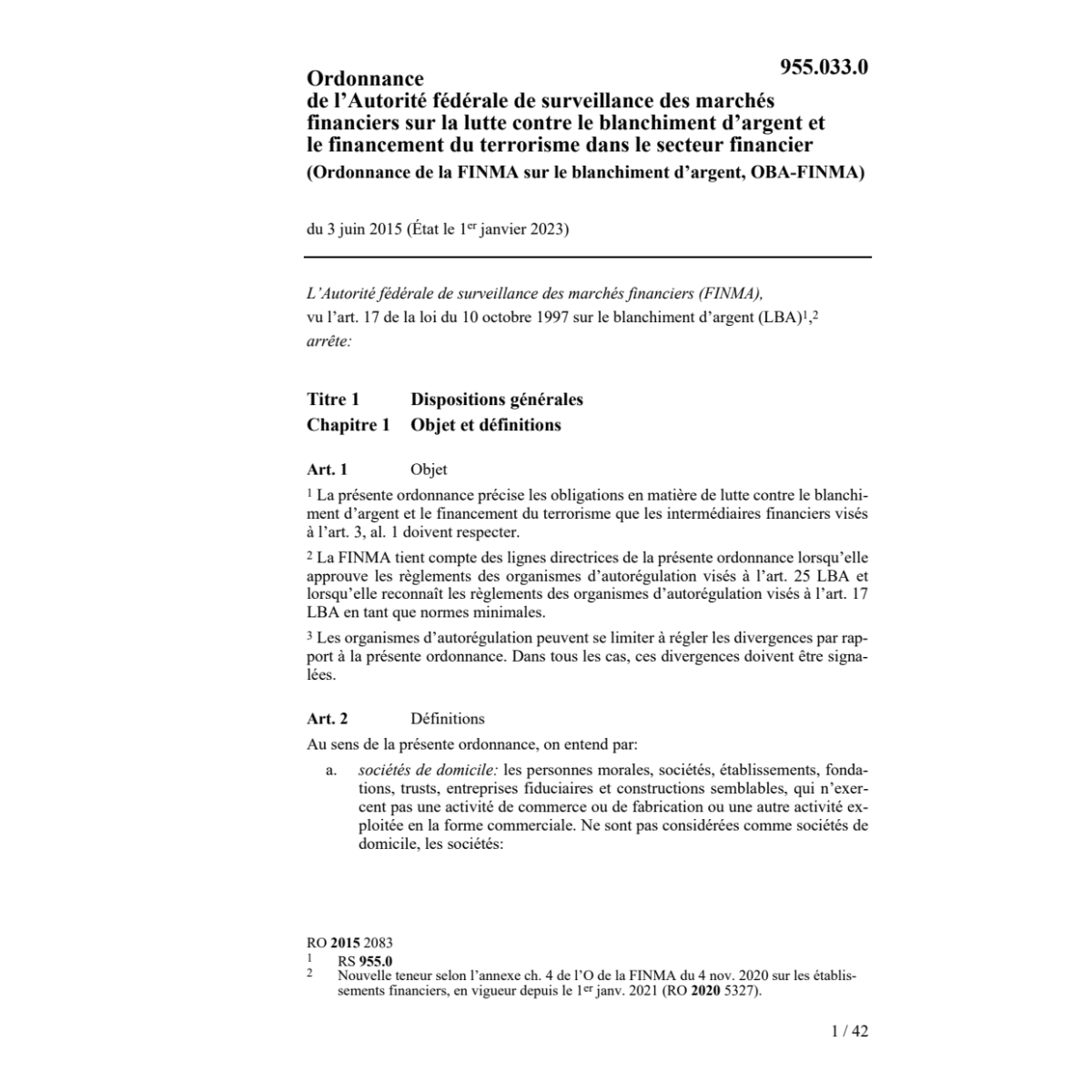 FINMA blanchiment d'argent OBA-FINMA
