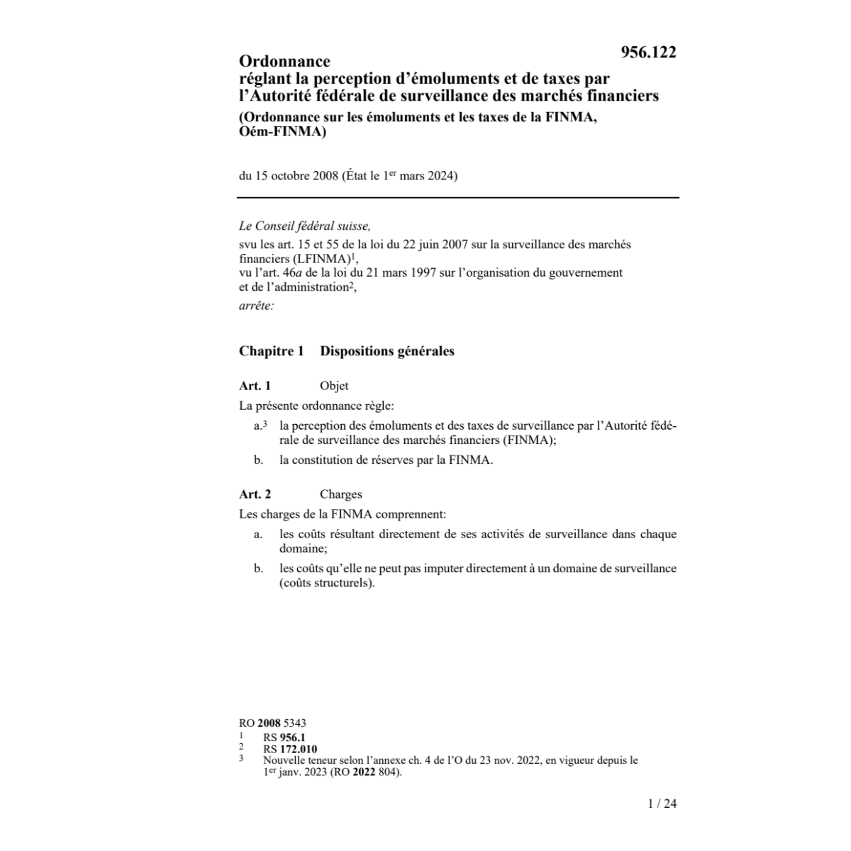 O émoluments taxes de FINMA, Oém-FINMA