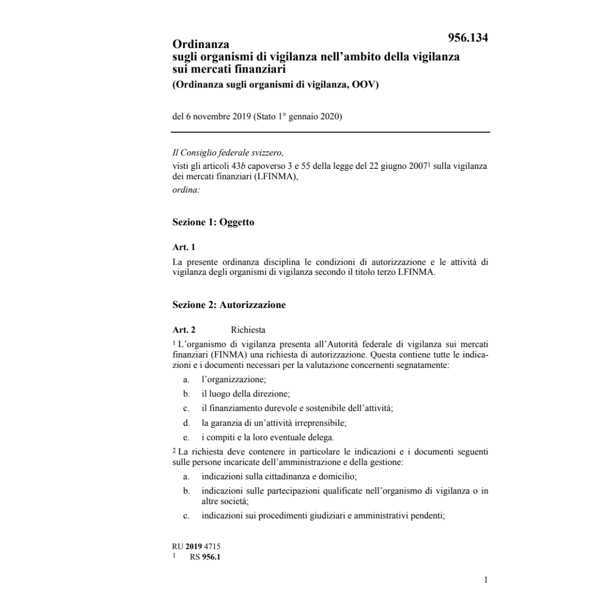 O organismi di vigilanza OOV 6.11.19