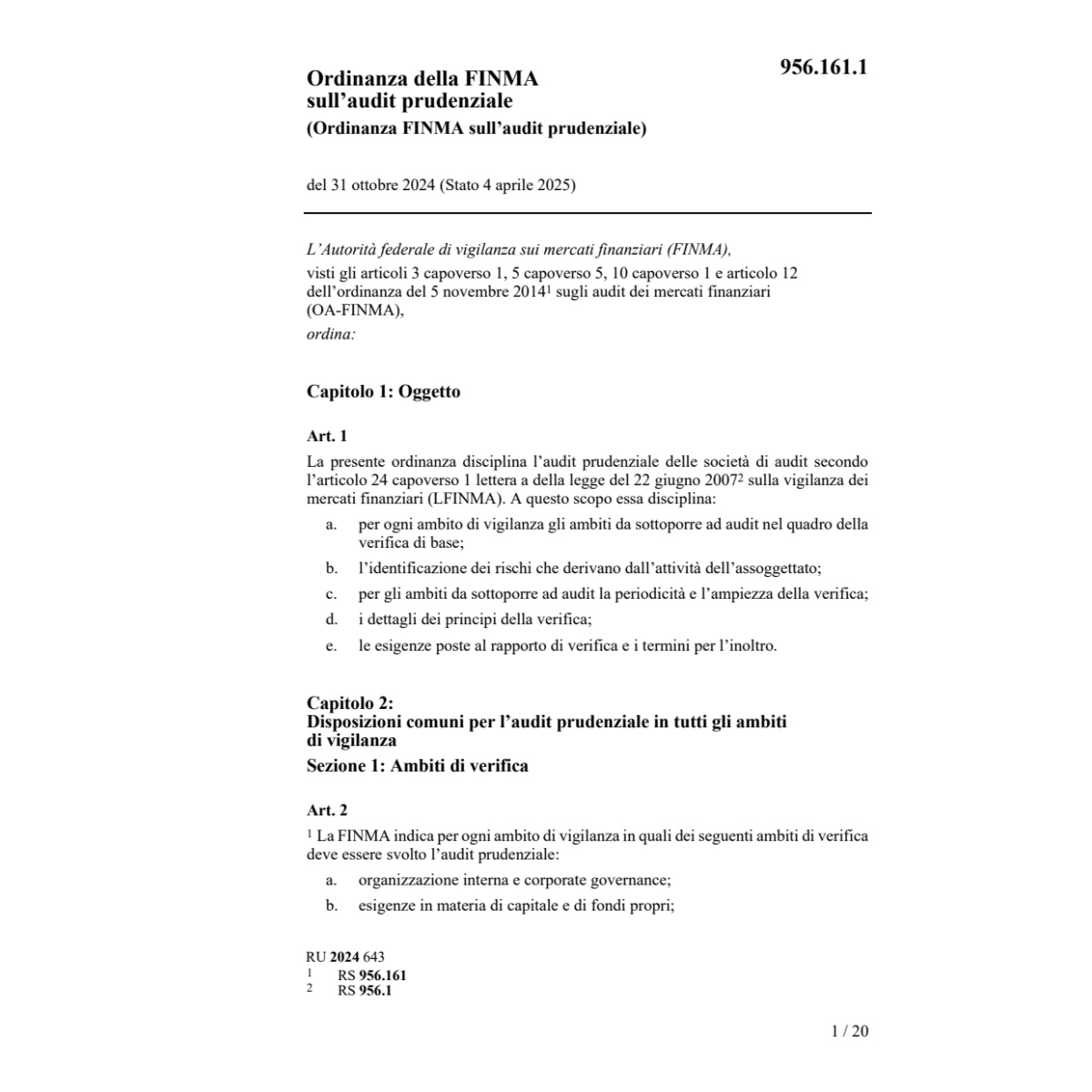 O FINMA audit prudenziale