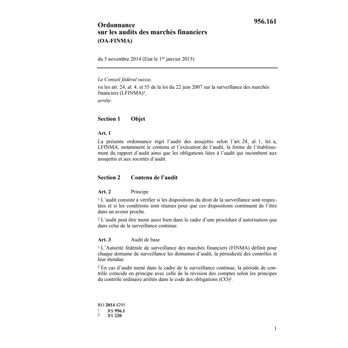 O audits marchés financiers (OA-FINMA)
