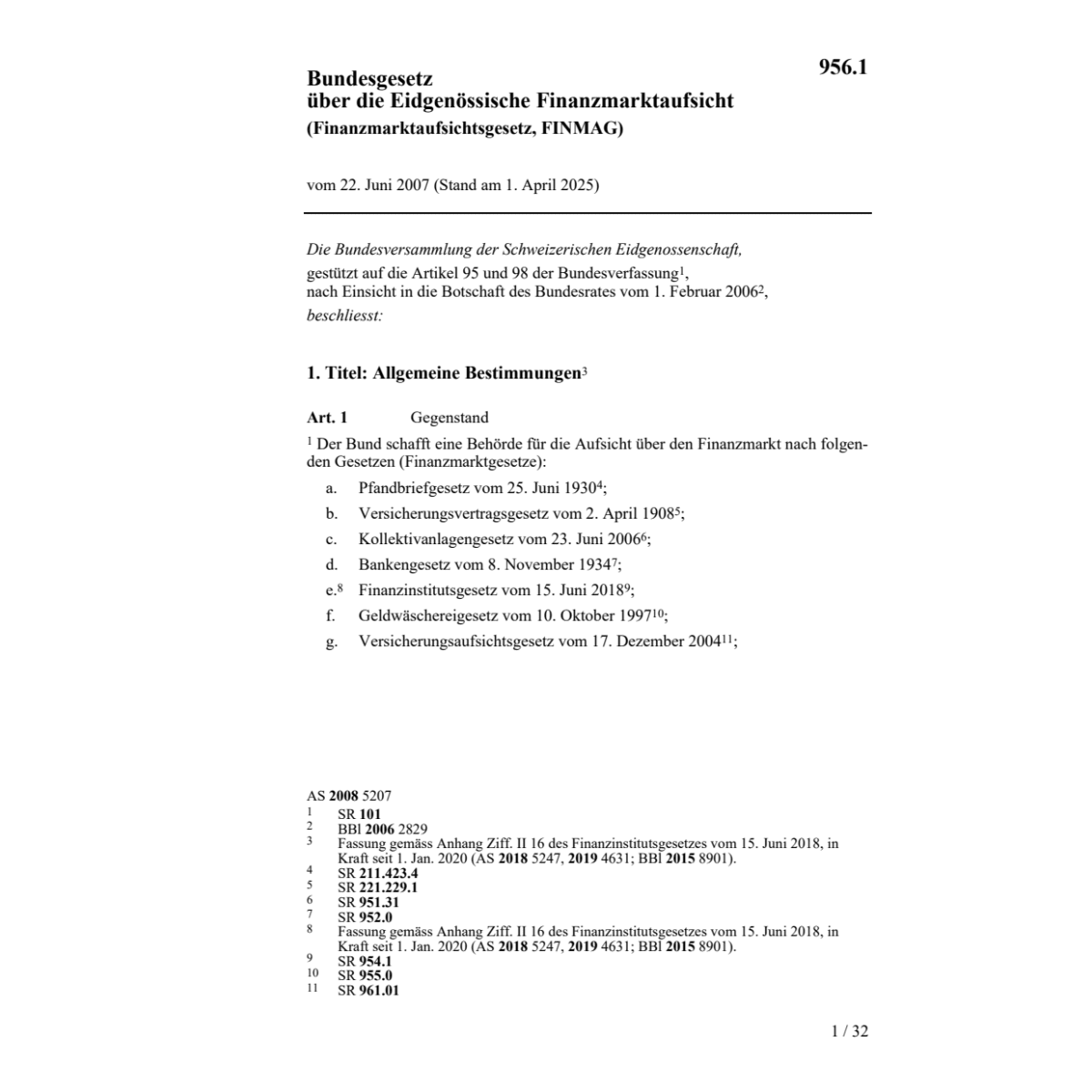 Finanzmarktaufsichtsgesetz, FINMAG