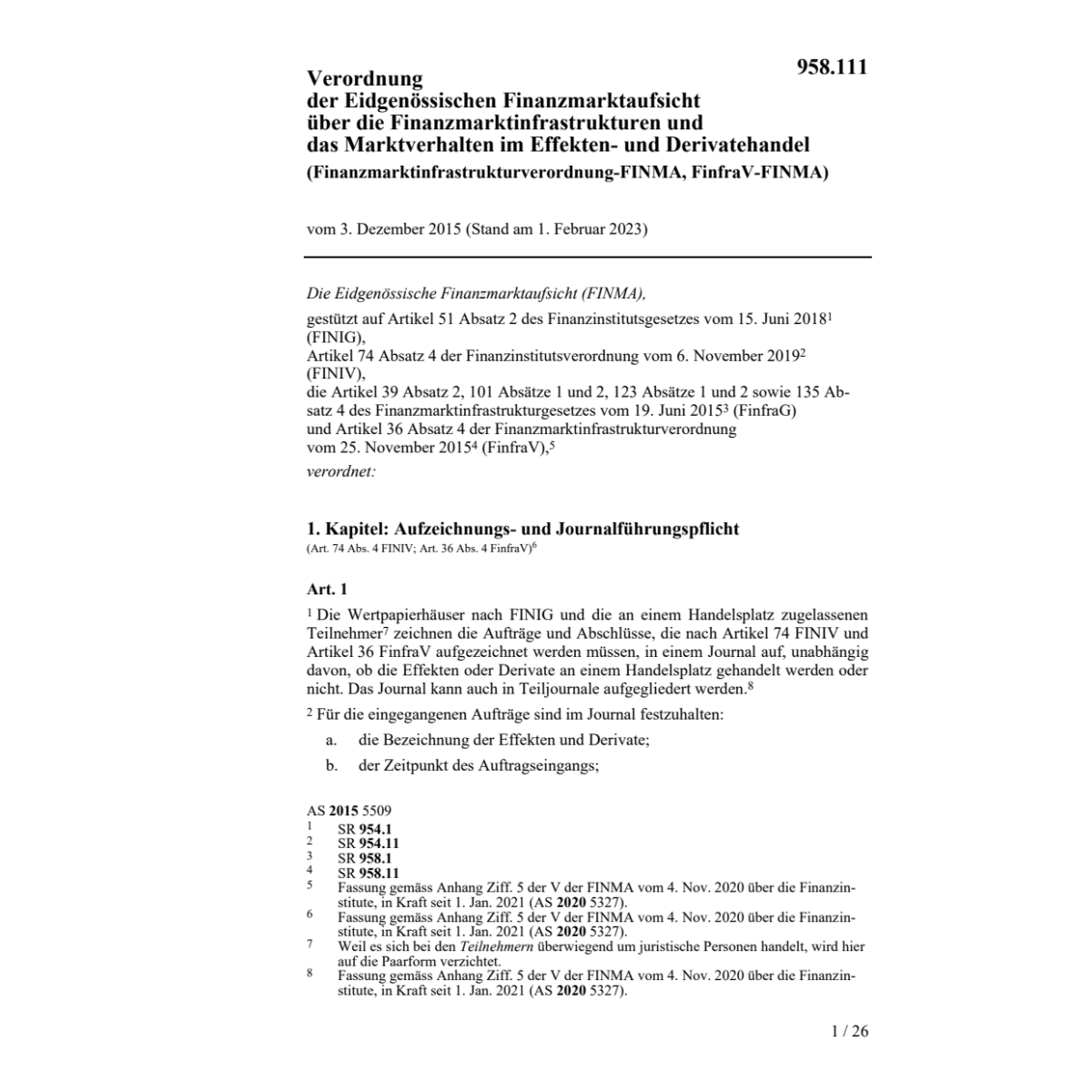 Finanzmarktinfrastrukturv,FinfraV-FINMA