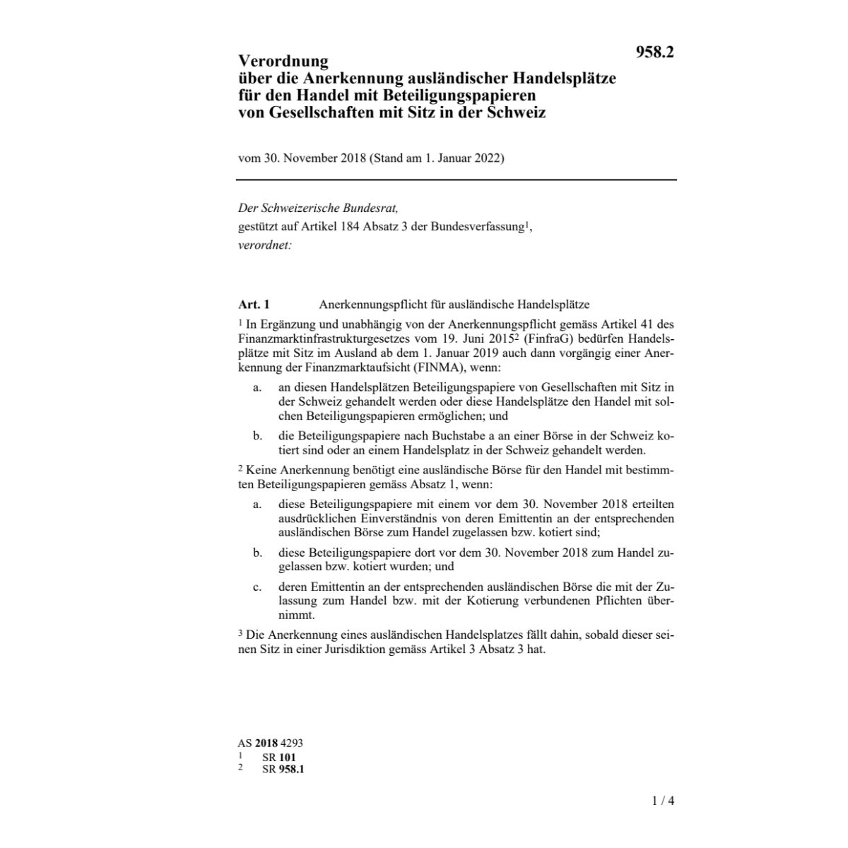 V 30.11.18 Anerk. ausländ. Handelsplätze