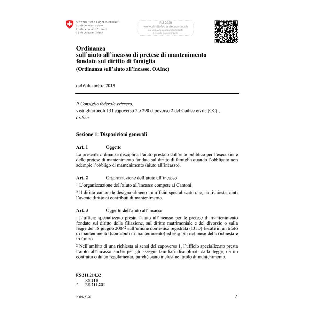 O sull’aiuto all’incasso (OAInc)