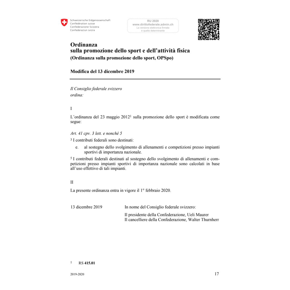 O promozione sport (OPSpo) Mod. 13.12.19