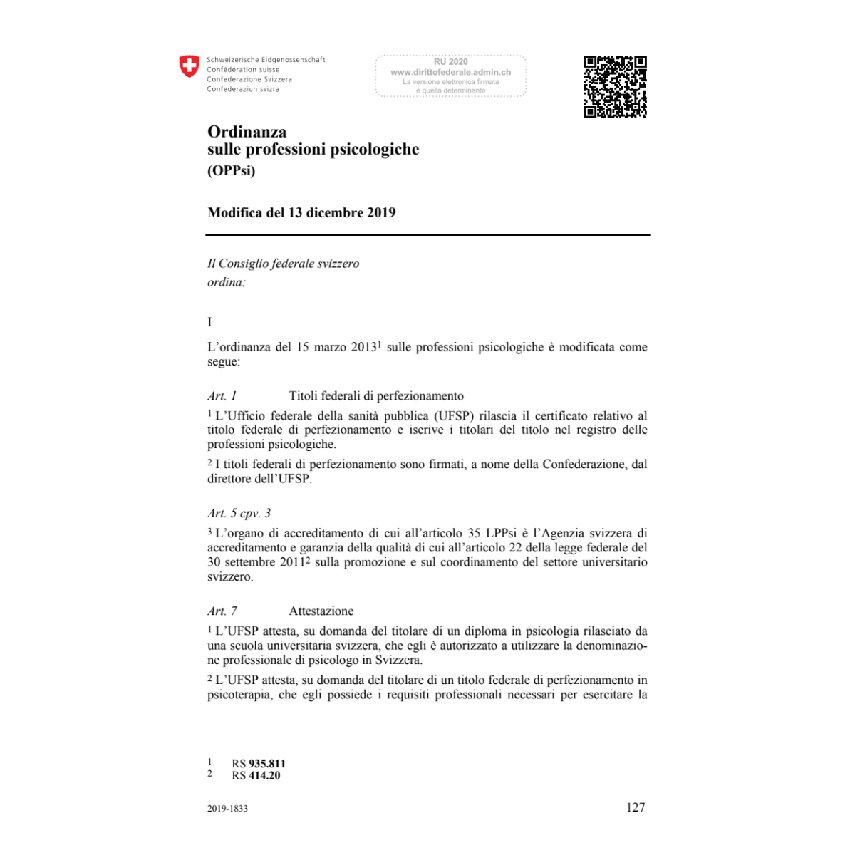 O professioni psicologiche Mod. 13.12.19