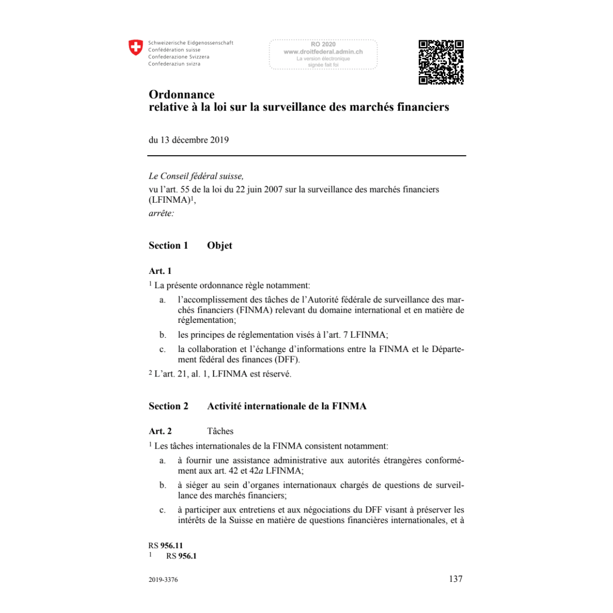 O loi surveillance marchés financiers