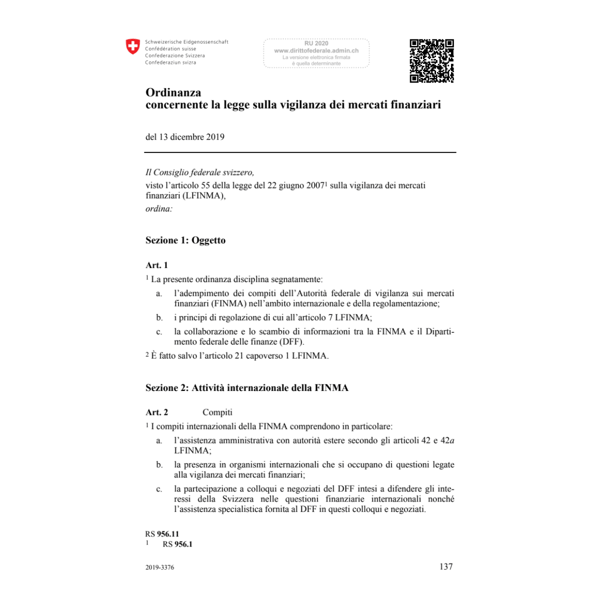 O legge vigilanza mercati finanziari