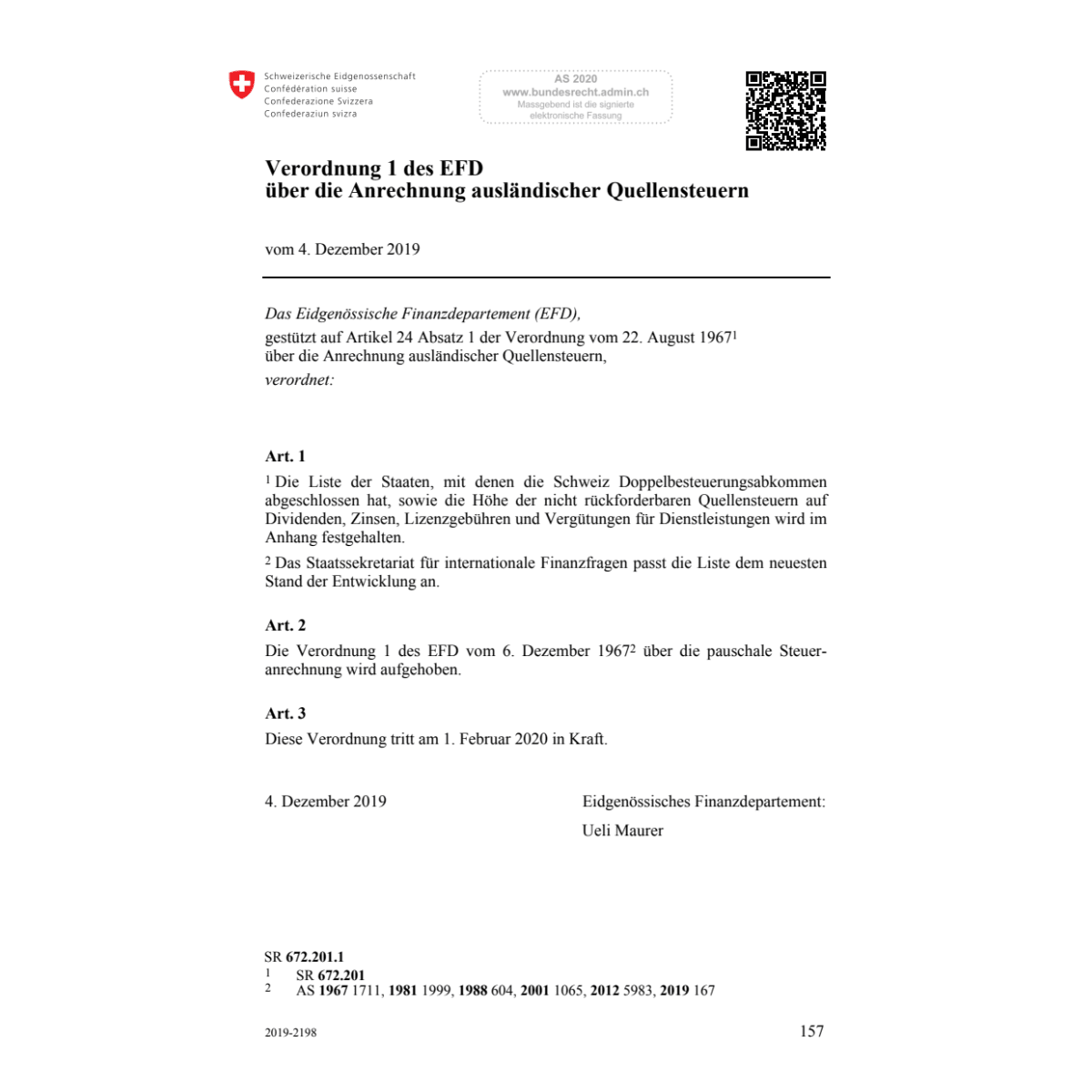 V EFD ausländischer Quellensteuern