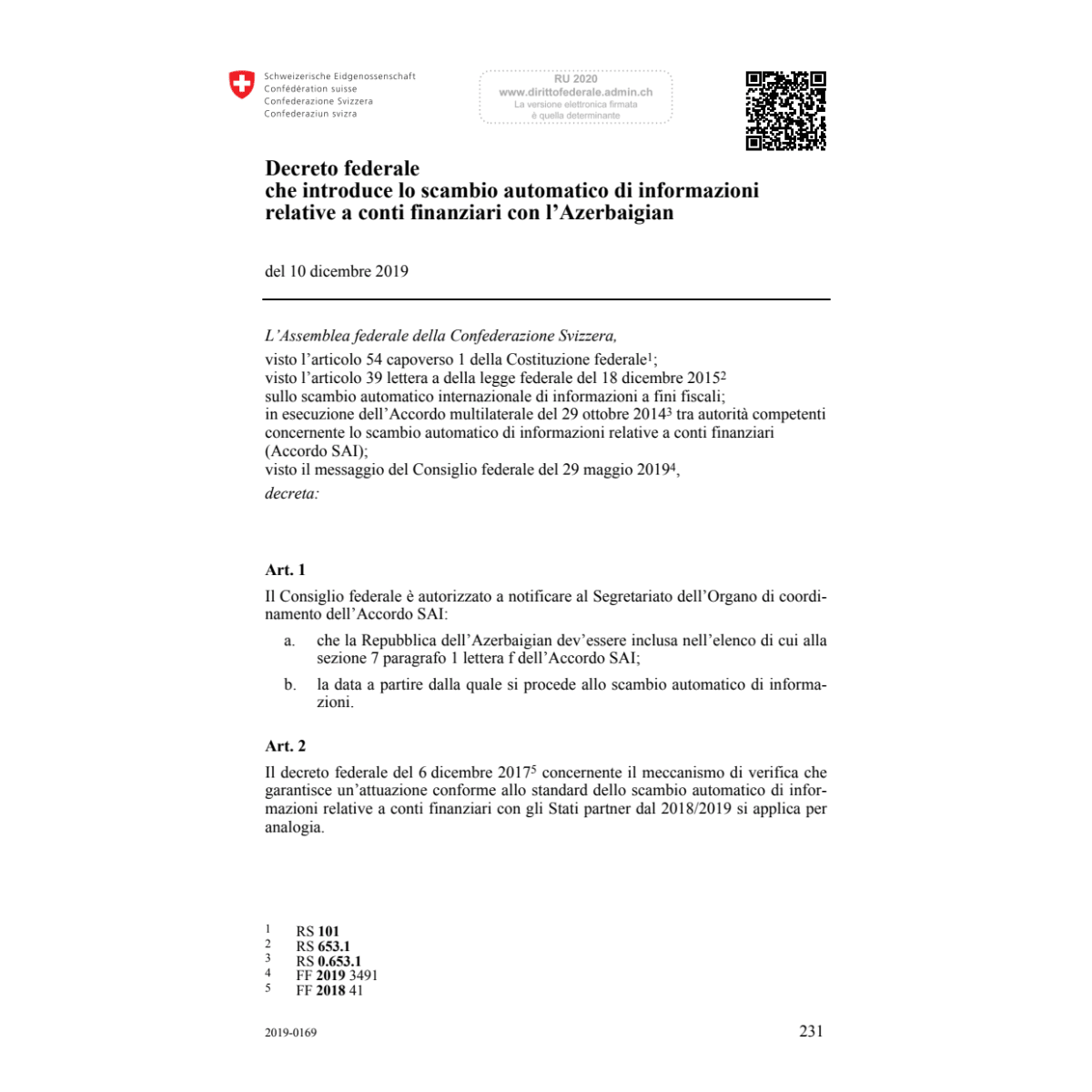 DF conti finanziari Azerbaigian