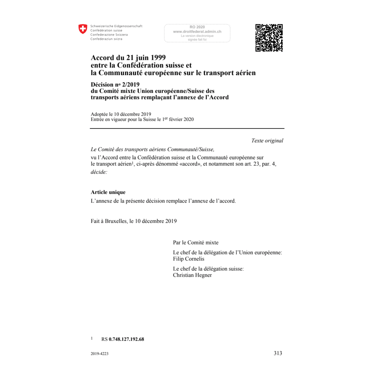 Ac. transport aérien 2/2019
