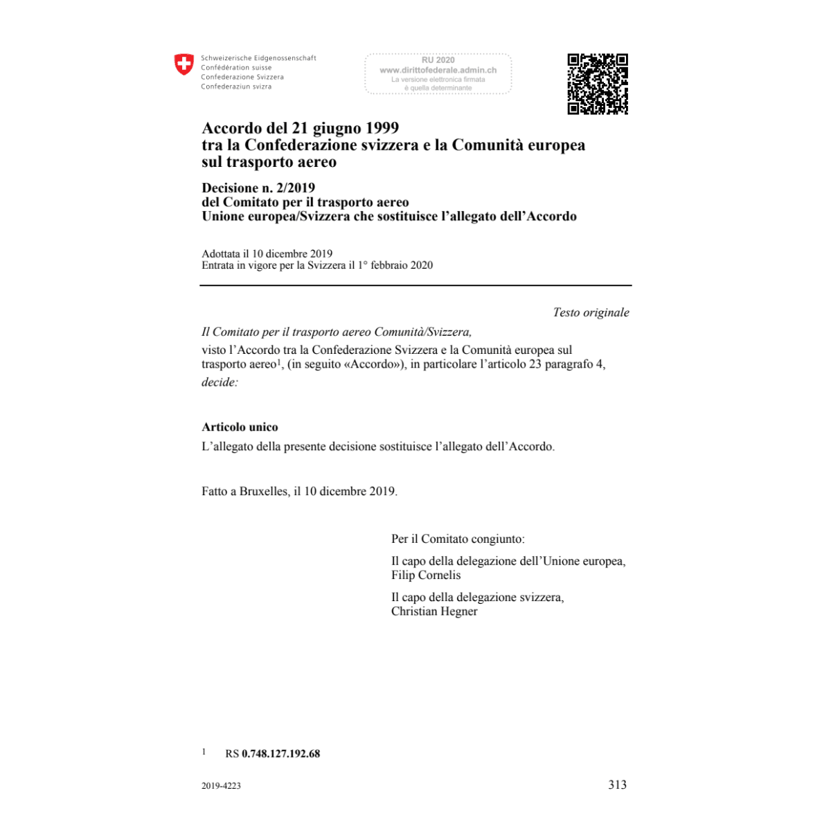 Acc. trasporto aereo 2/2019