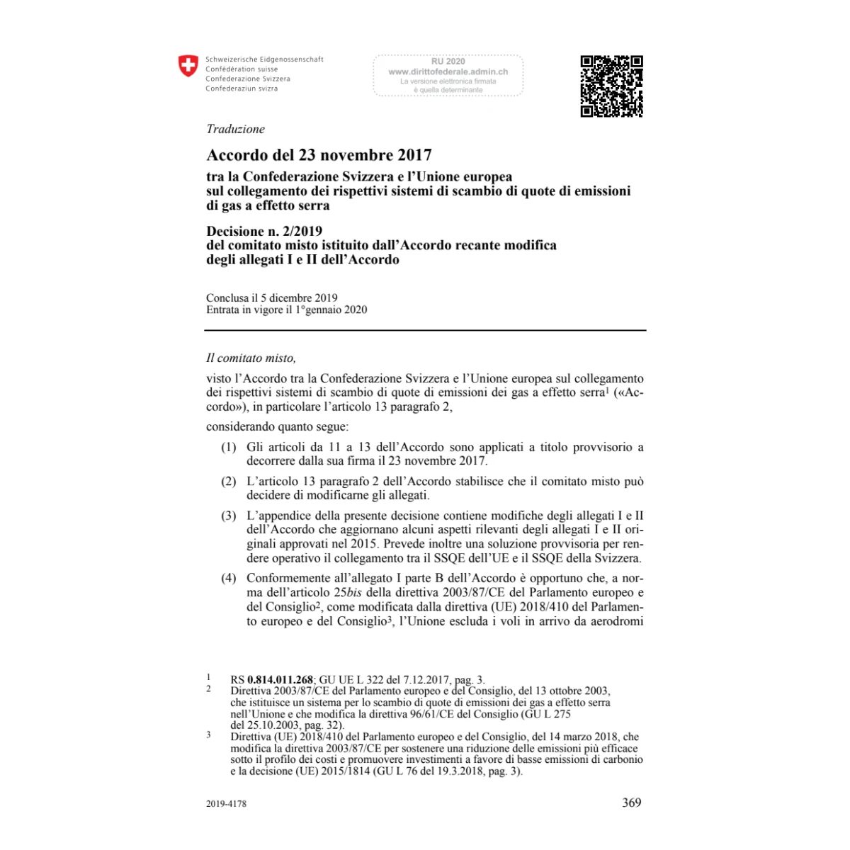 Acc. scambio emissioni gas effetto serra