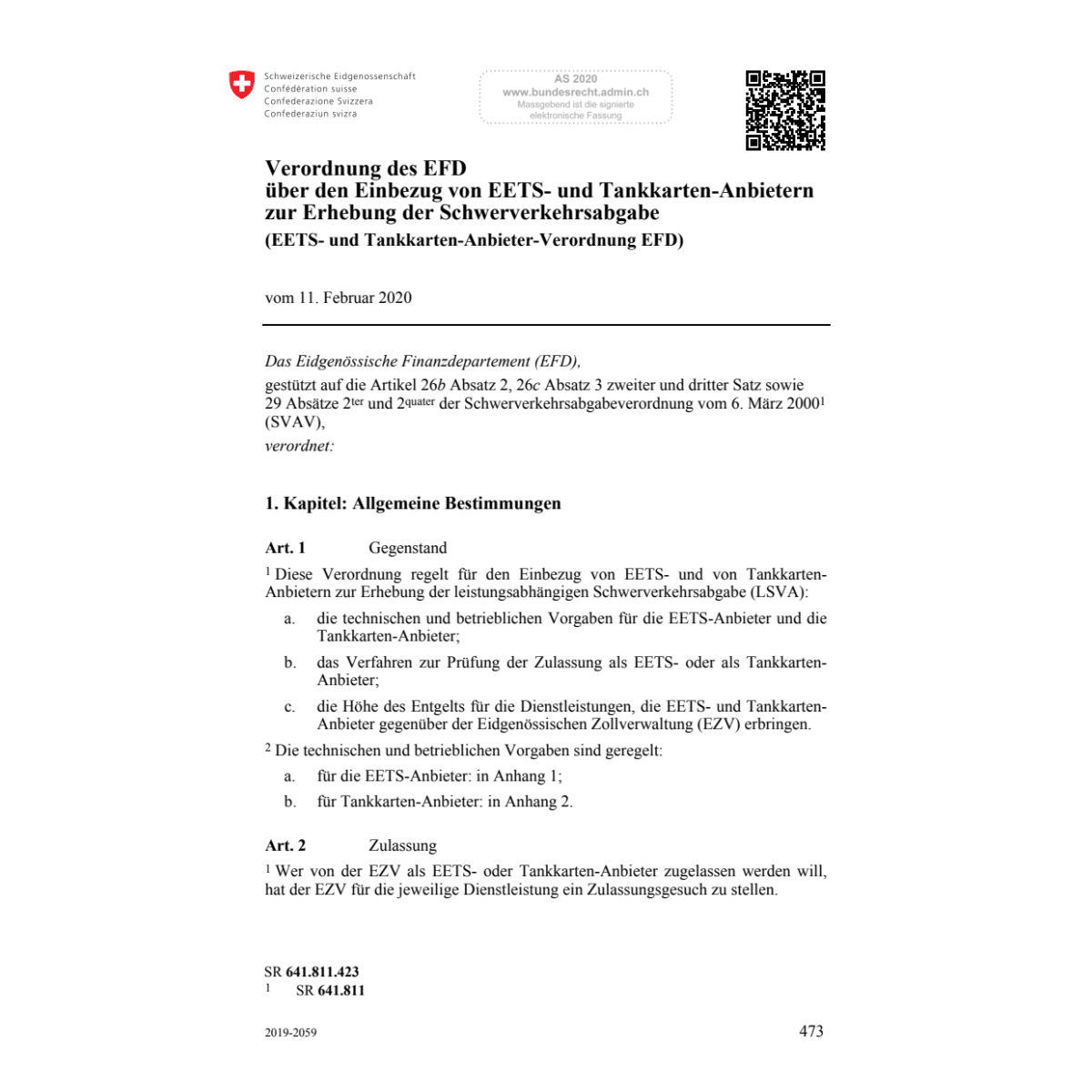 EETS- und Tankkarten-Anbieter-Verordnung