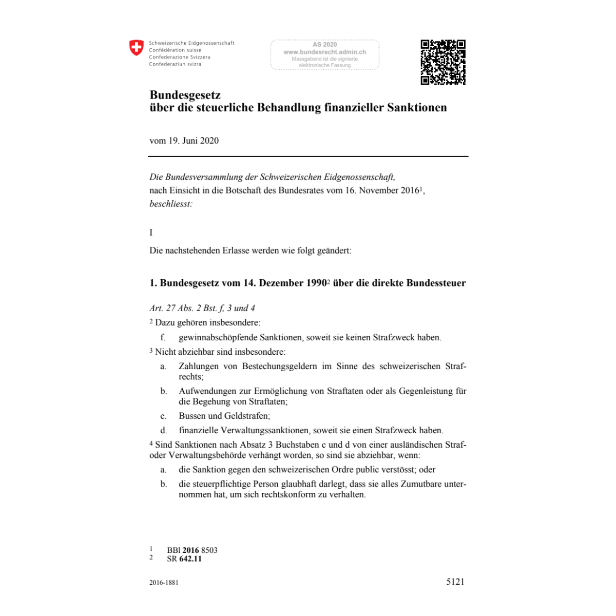 BG steuerliche Behandlung Sanktionen