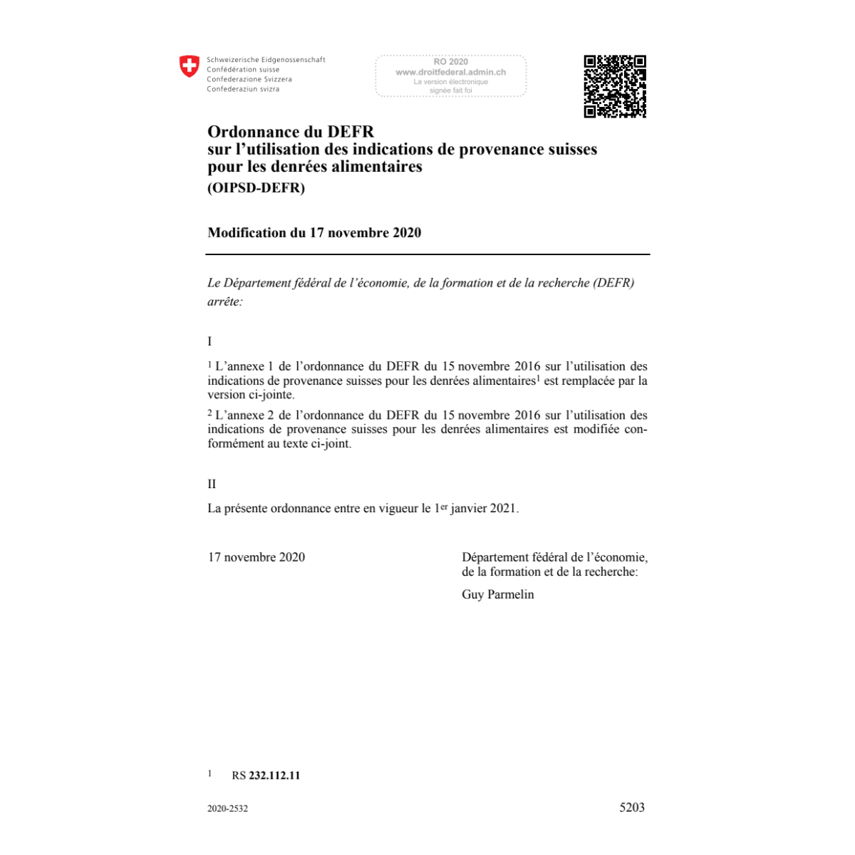 O alimentaires (OIPSD-DEFR) Mod.17.11.20 | 2020