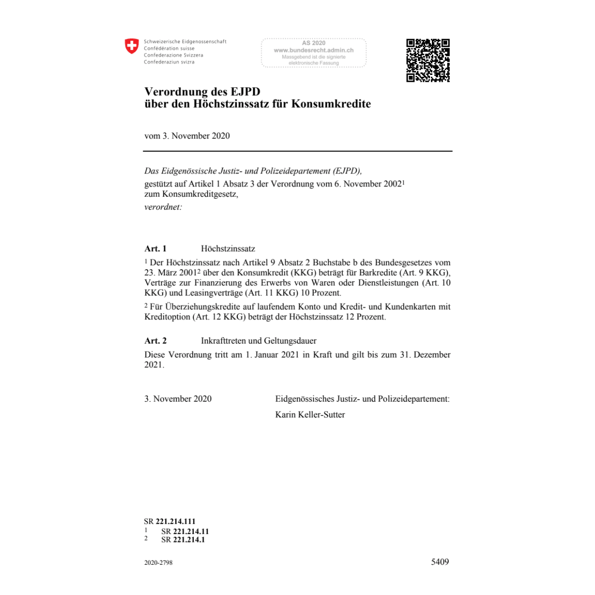 V EJPD Höchstzinssatz Konsumkredite