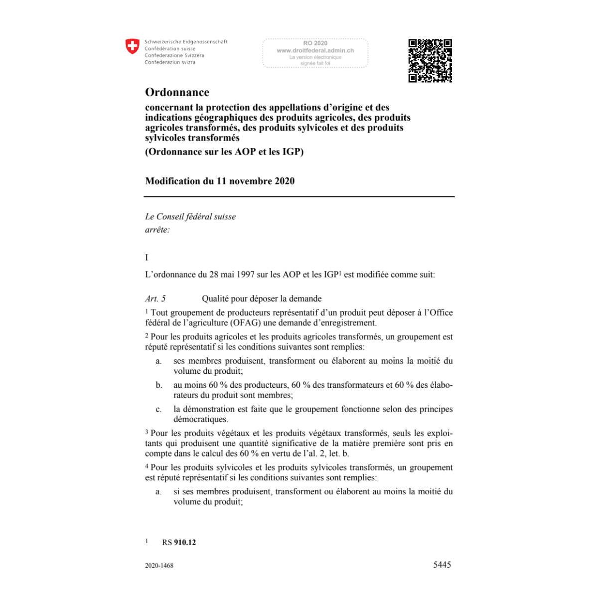 O (AOP et les IGP) Mod. 11.11.2020