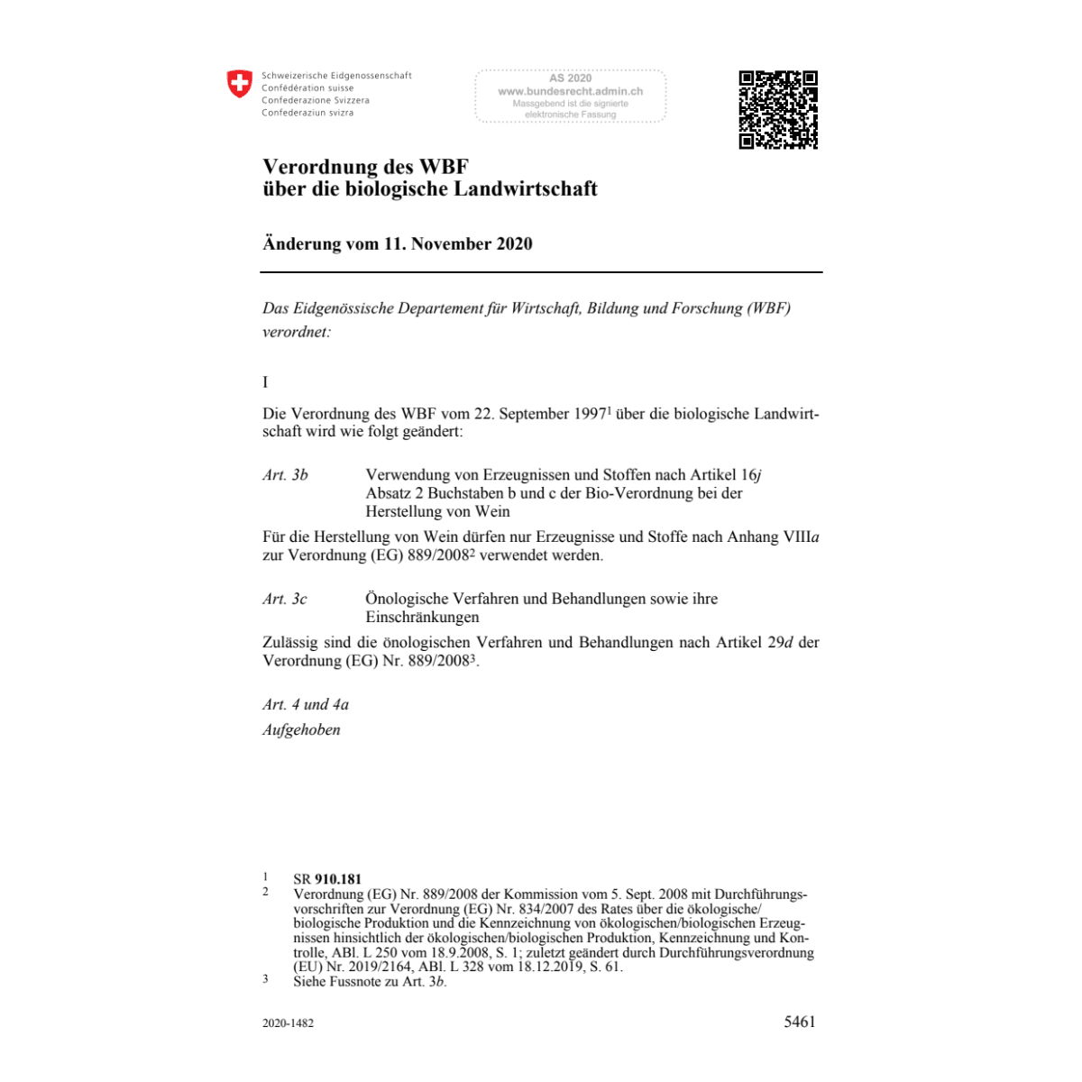 V WBF bio. Landwirtschaft Änd. 11.11.20